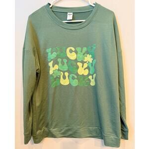 Digiprint Apparel Lucky Shamrock St Patricks Day Green Sweatshirt Size L Groovy